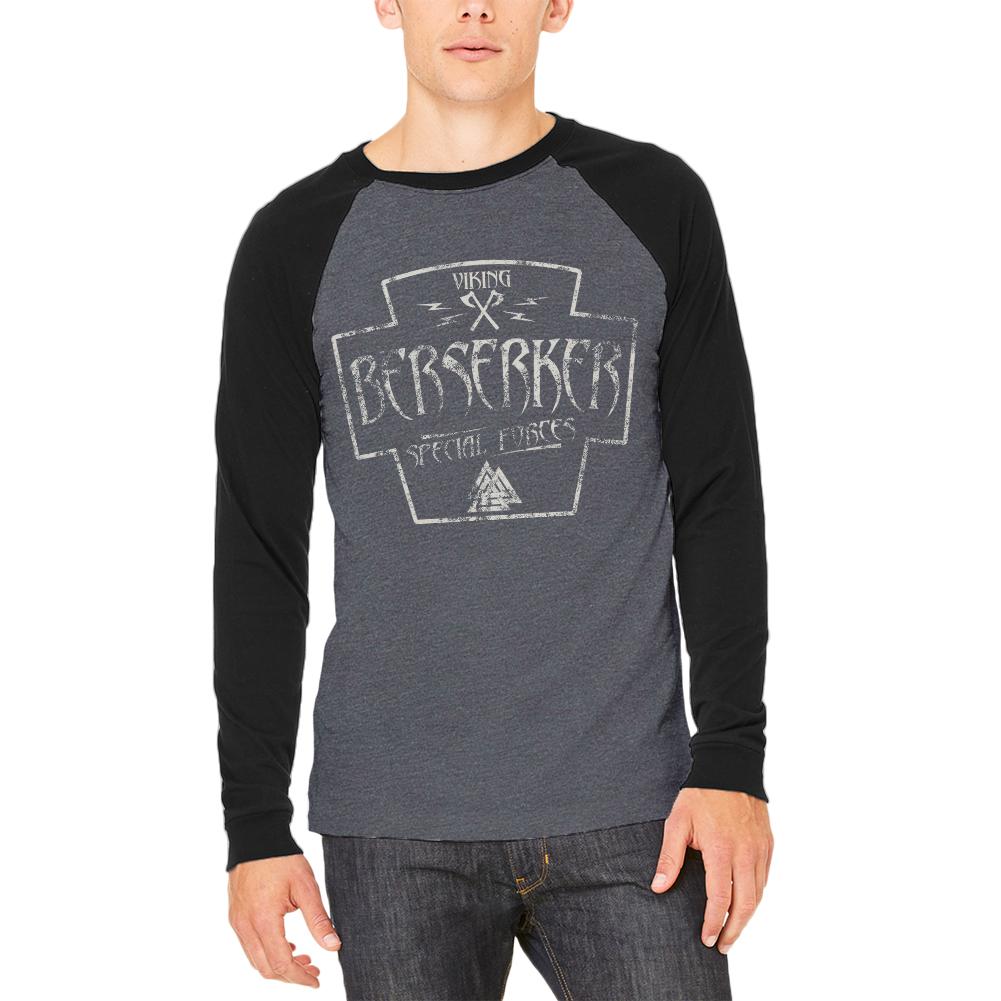 Berserker Viking Special Forces Retro Vintage Adult Long Sleeve Raglan T-Shirt Men's Long Sleeves Old Glory LG Black