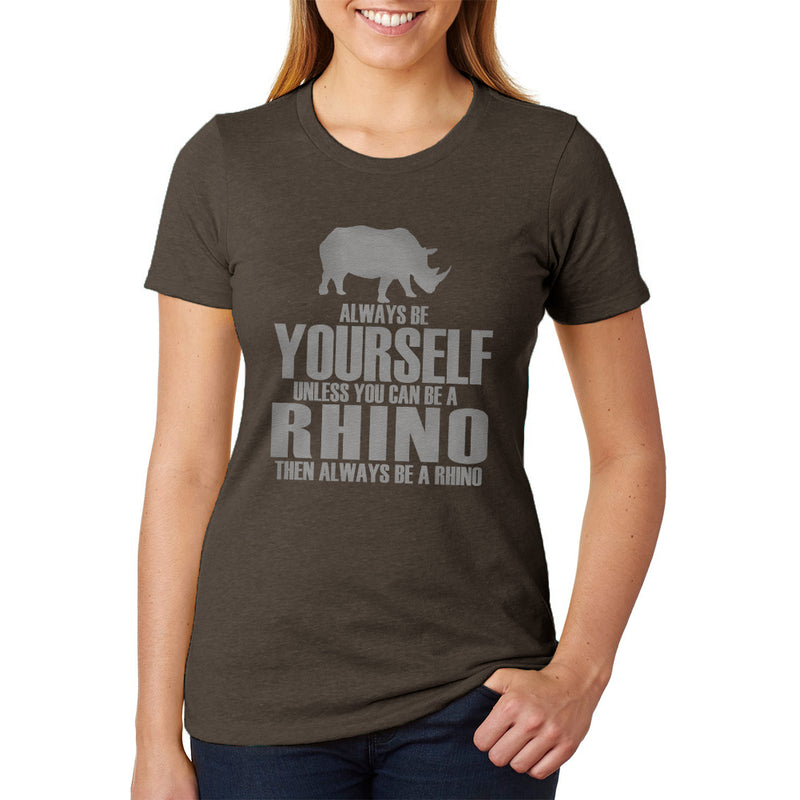 Always Be Yourself Rhino Womens Soft Heather T Shirt Women's T-Shirts Old Glory 2XL Brown