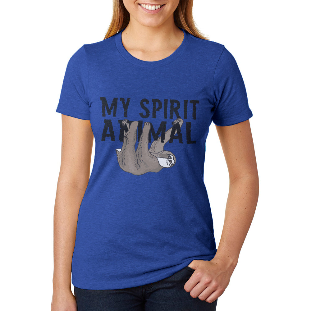 Sloth My Spirit Animal Womens Soft Heather T Shirt Women's T-Shirts Old Glory LG Blue