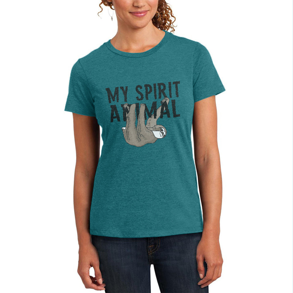 Sloth My Spirit Animal Womens Soft Heather T Shirt Women's T-Shirts Old Glory 2XL Teal