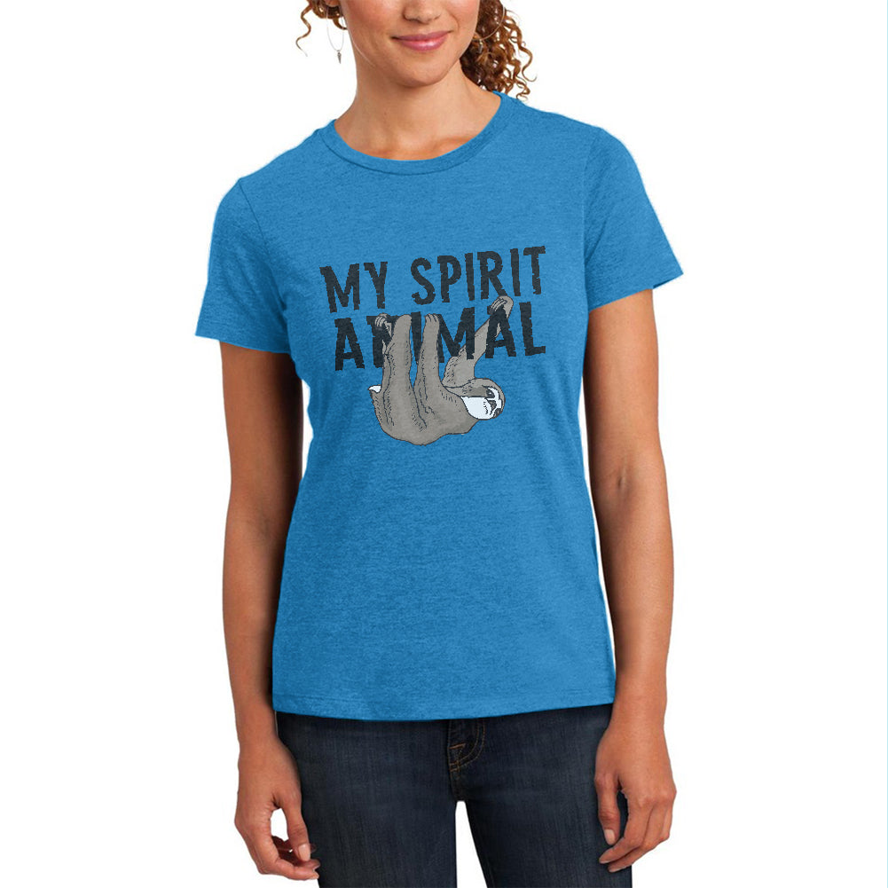 Sloth My Spirit Animal Womens Soft Heather T Shirt Women's T-Shirts Old Glory MD Heather Bright Turquiose