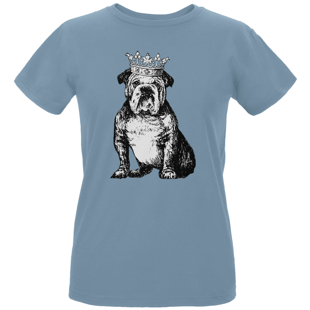 British Bulldog Crown Womens Organic T Shirt Women's T-Shirts Old Glory LG Blue