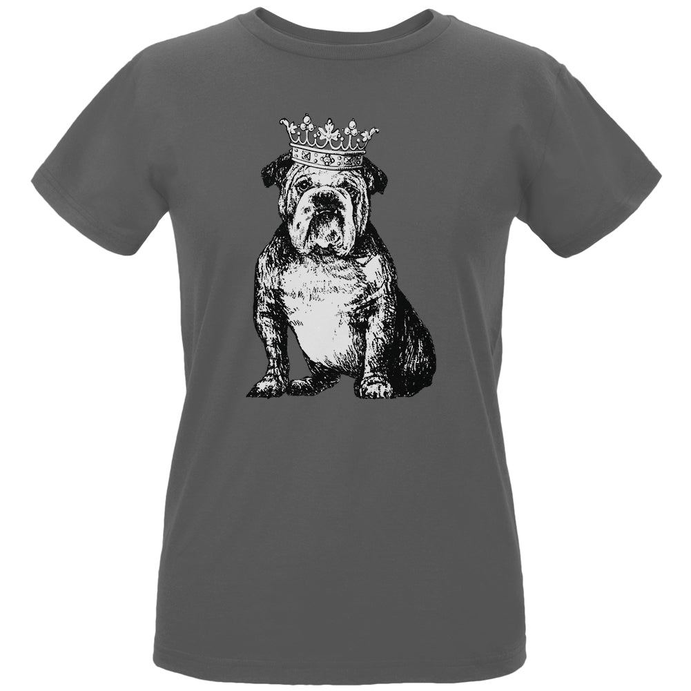 British Bulldog Crown Womens Organic T Shirt Women's T-Shirts Old Glory LG Grey