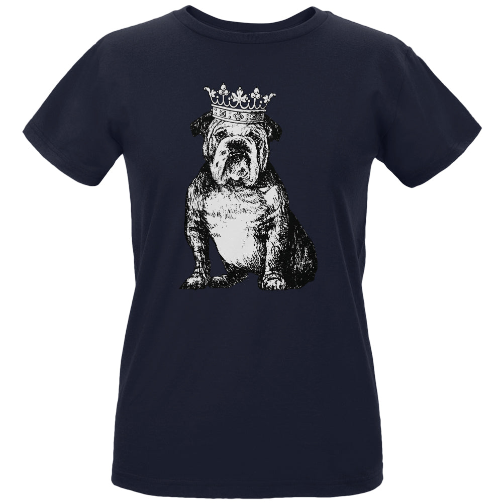 British Bulldog Crown Womens Organic T Shirt Women's T-Shirts Old Glory LG Navy