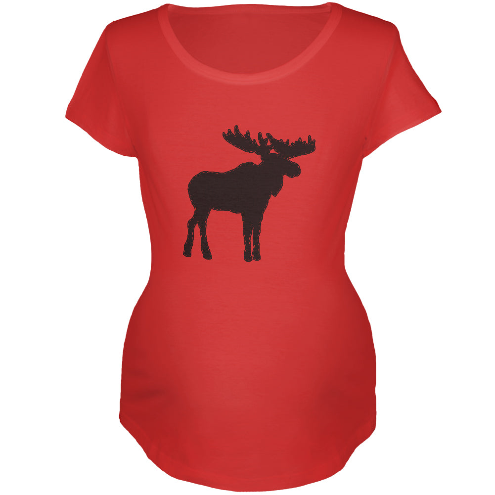 Moose Faux Stitched Maternity Soft T Shirt Maternity T-Shirts Old Glory 2XL Red