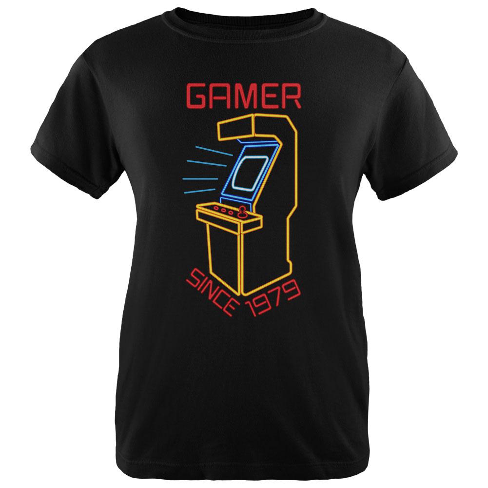 Retro Neon Sign Arcade Birthday 1979 Womens T Shirt Women's T-Shirts Old Glory 2XL Black