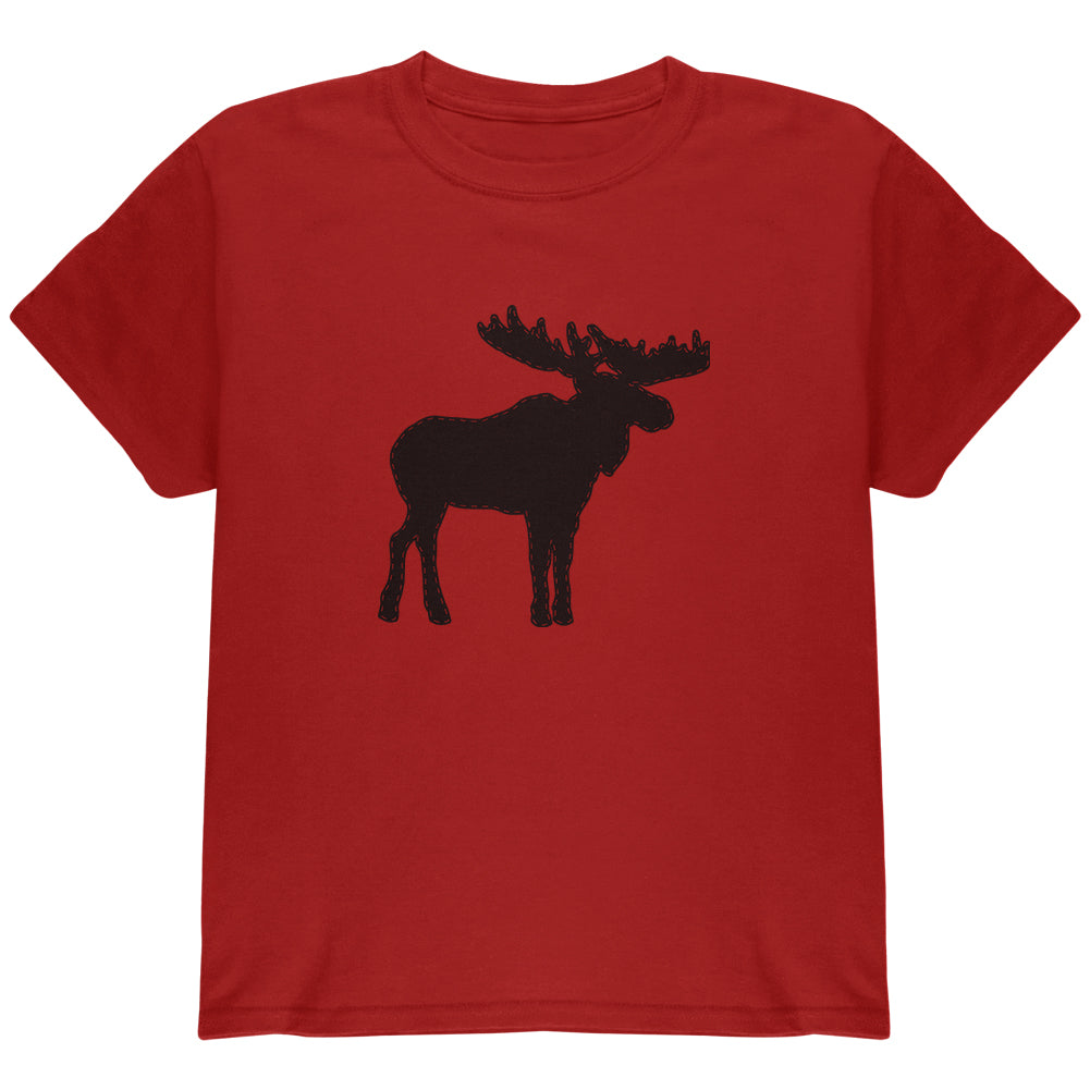 Moose Faux Stitched Youth T Shirt Youth T-Shirts Old Glory YLG Cardinal