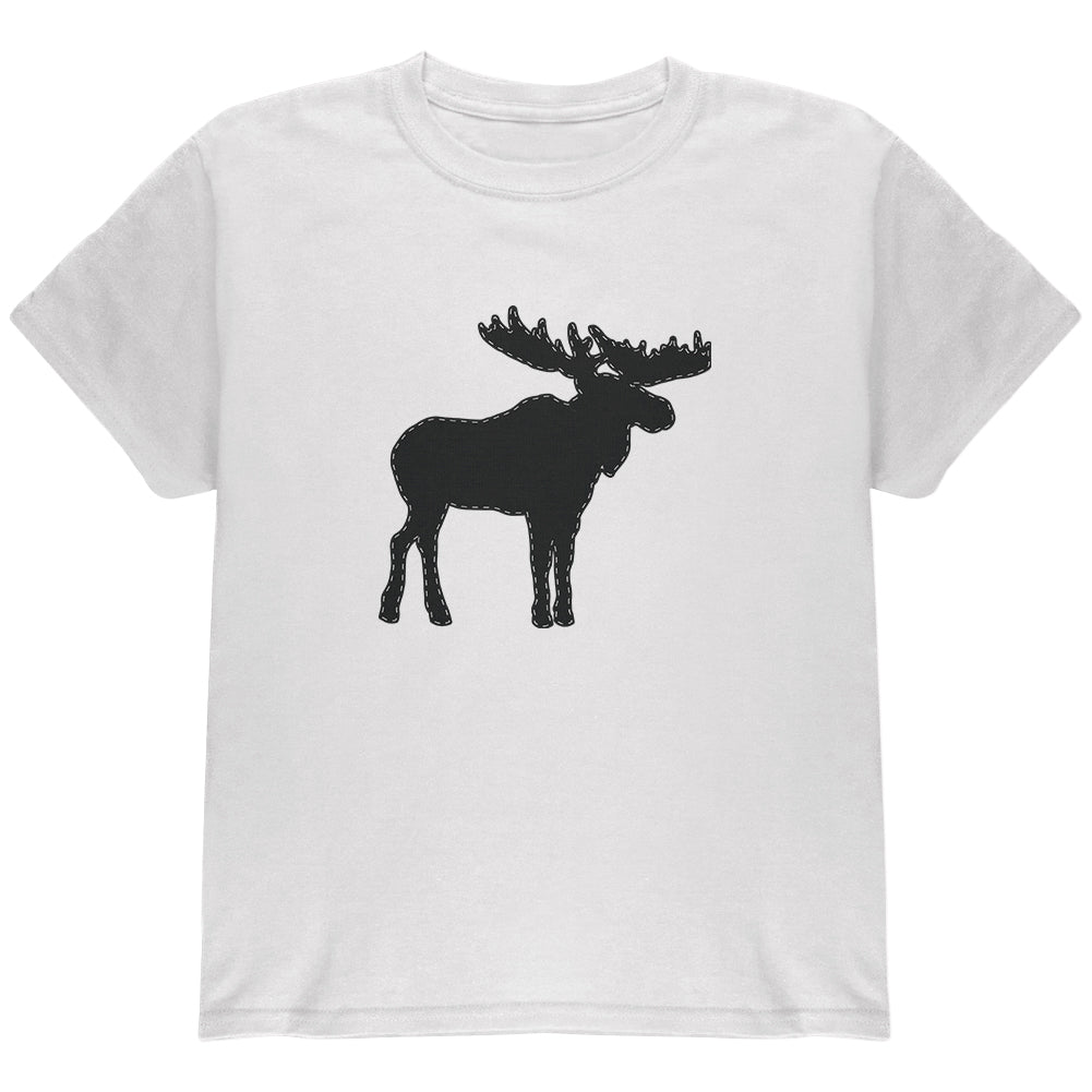 Moose Faux Stitched Youth T Shirt Youth T-Shirts Old Glory YLG White