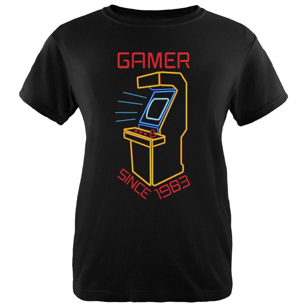 Retro Neon Sign Arcade Birthday 1983 Womens T Shirt Women's T-Shirts Old Glory 2XL Black