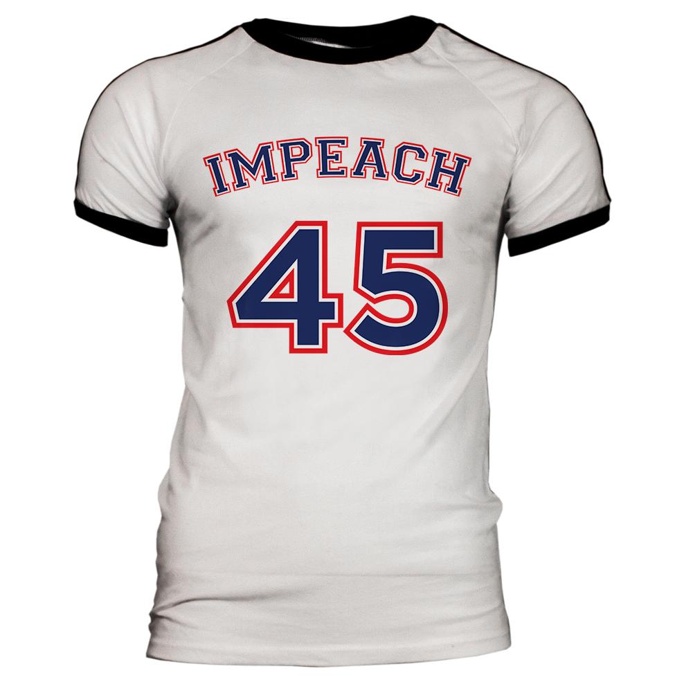 Impeach 45 45th President Donald Trump Mens Soccer Jersey T Shirt Men's T-Shirts Old Glory SM White