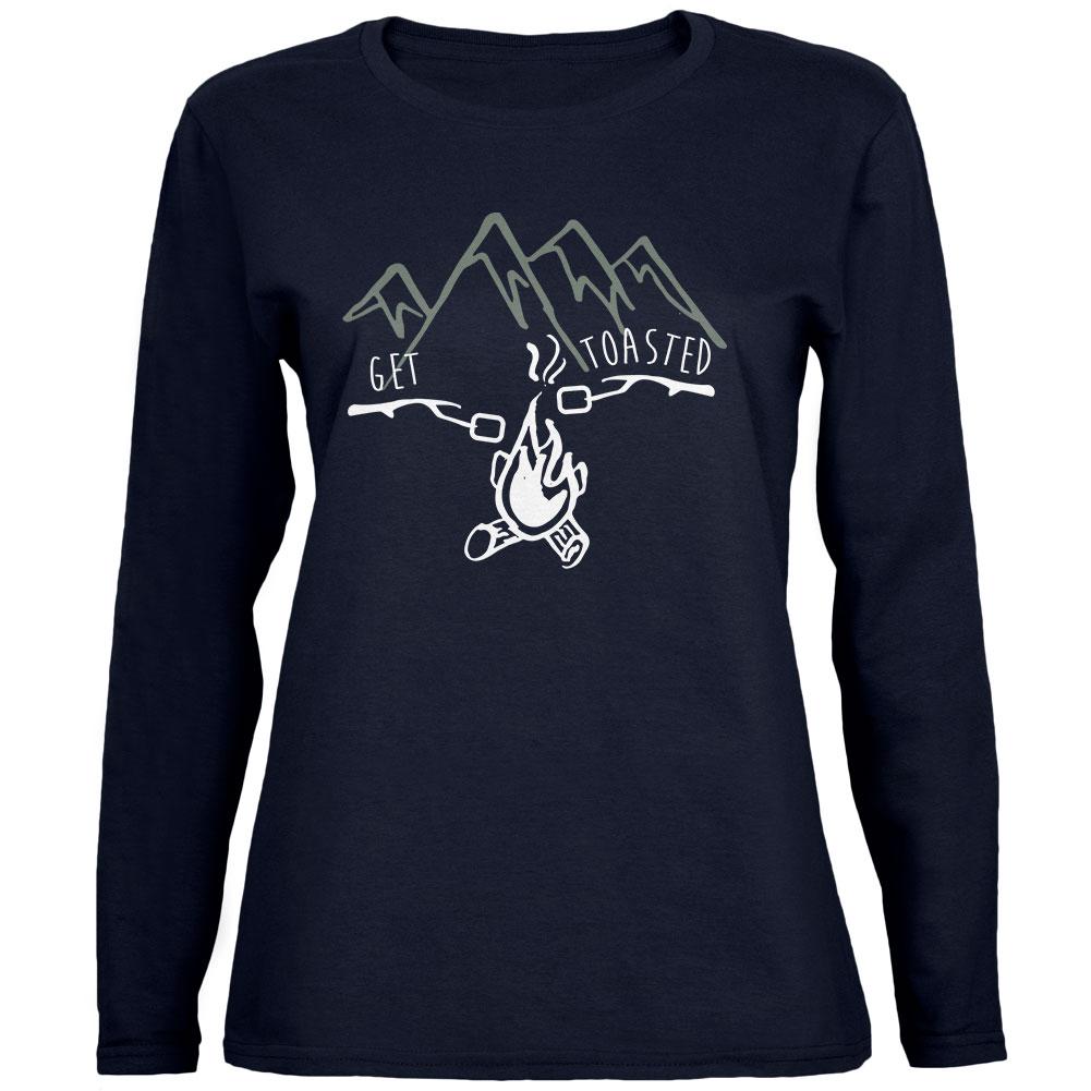 Camping Nature Get Toasted Smores Womens Long Sleeve T Shirt Women's Long Sleeves Old Glory 2XL Navy
