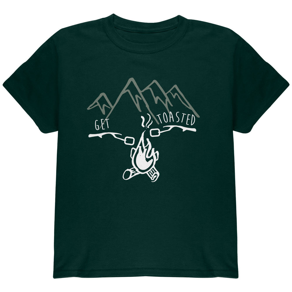 Camping Nature Get Toasted Smores Youth T Shirt Youth T-Shirts Old Glory YLG Dark Green