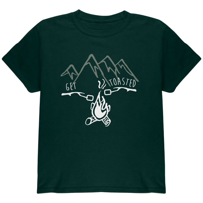 Camping Nature Get Toasted Smores Youth T Shirt Youth T-Shirts Old Glory YLG Dark Green