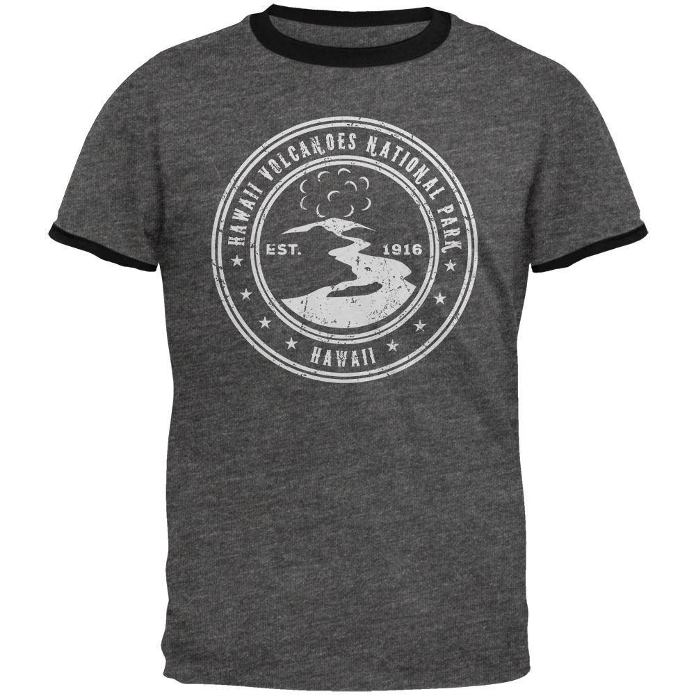 Hawaii Volcanoes National Park Mens Ringer T Shirt Men's T-Shirts Old Glory 2XL Grey