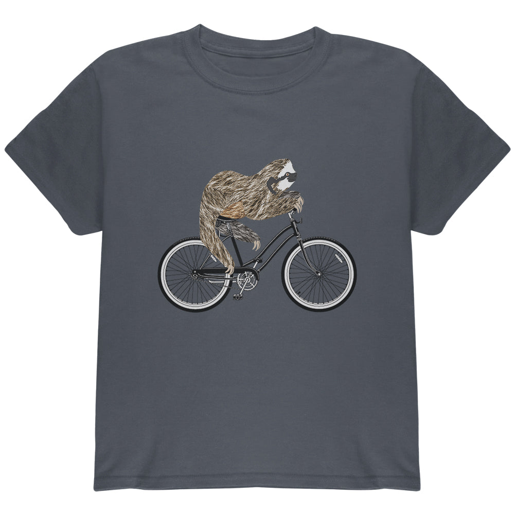 Bicycle Sloth Youth T Shirt Youth T-Shirts Old Glory YLG Charcoal