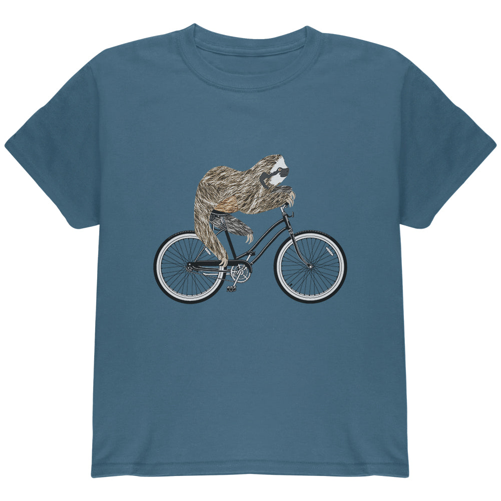 Bicycle Sloth Youth T Shirt Youth T-Shirts Old Glory YLG Indigo Blue