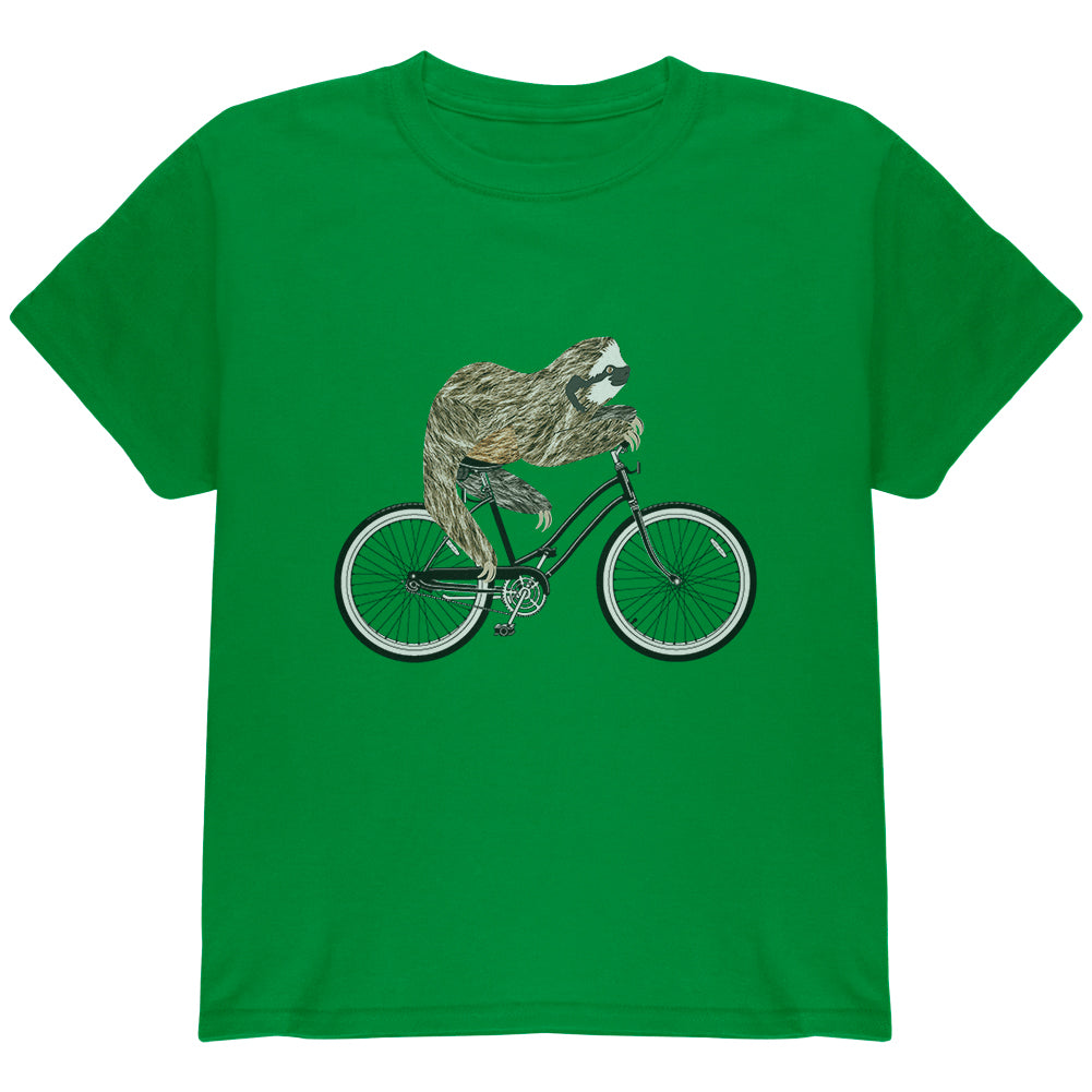 Bicycle Sloth Youth T Shirt Youth T-Shirts Old Glory YLG Irish Green