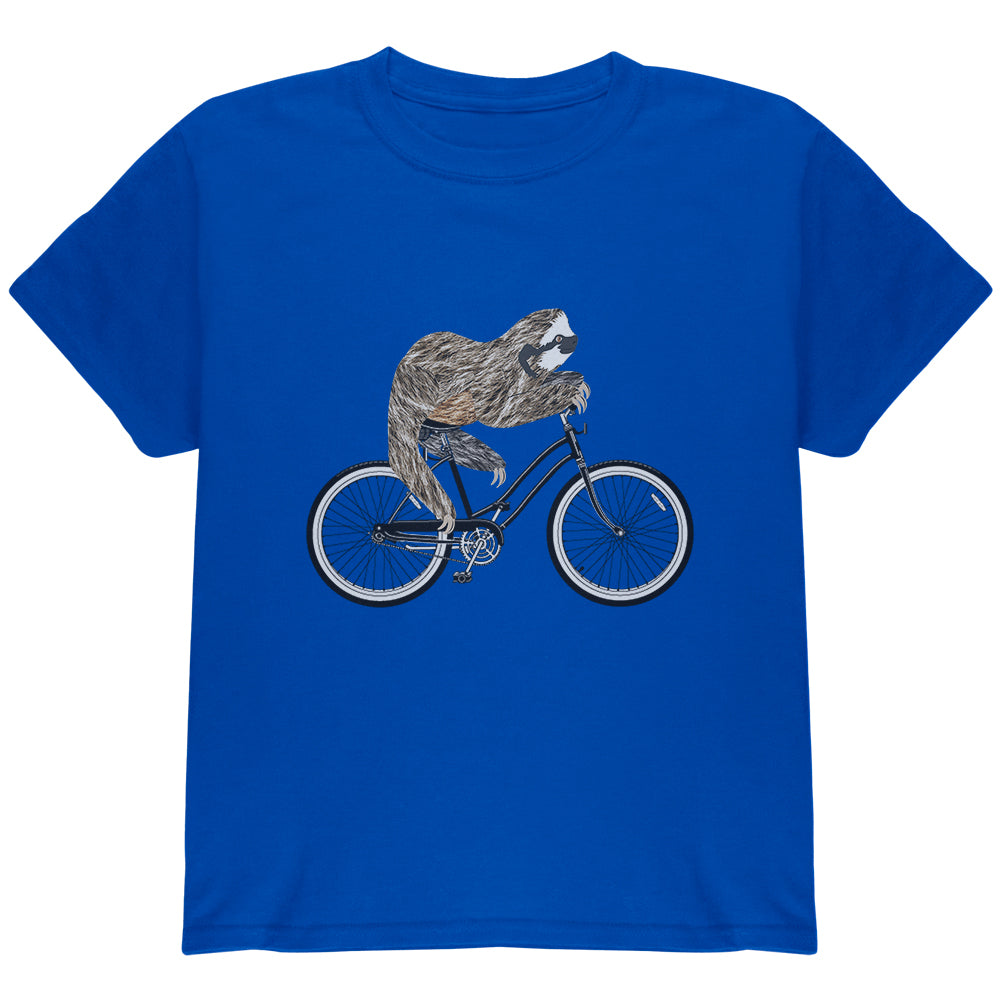 Bicycle Sloth Youth T Shirt Youth T-Shirts Old Glory YLG Royal