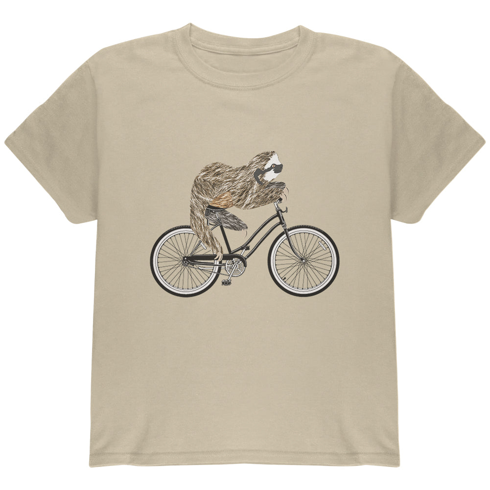 Bicycle Sloth Youth T Shirt Youth T-Shirts Old Glory YLG Sand