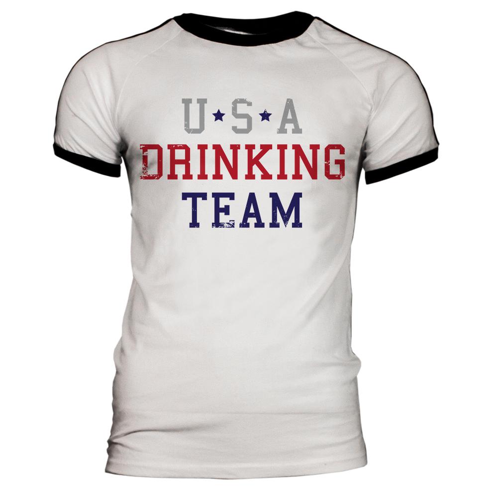 4th of July USA Drinking Team Mens Soccer Jersey T Shirt Men's T-Shirts Old Glory 2XL White