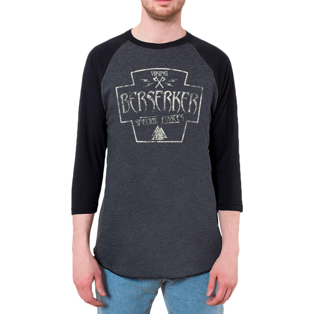 Berserker Viking Special Forces Retro Vintage Mens Raglan T Shirt Men's T-Shirts Old Glory 2XL Black