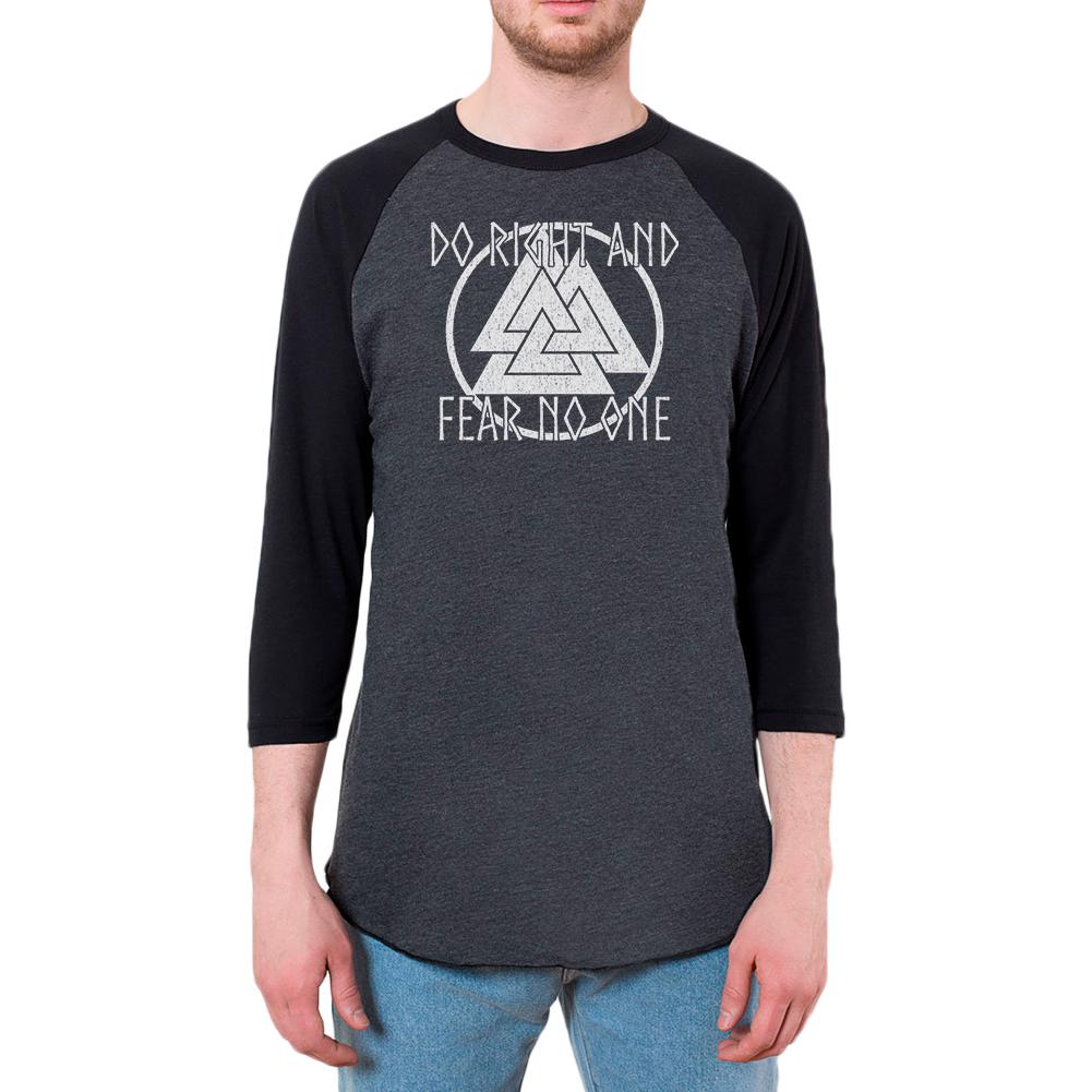 Do Right Fear No One Valknut Viking Odin Mens Raglan T Shirt Men's T-Shirts Old Glory 2XL Black