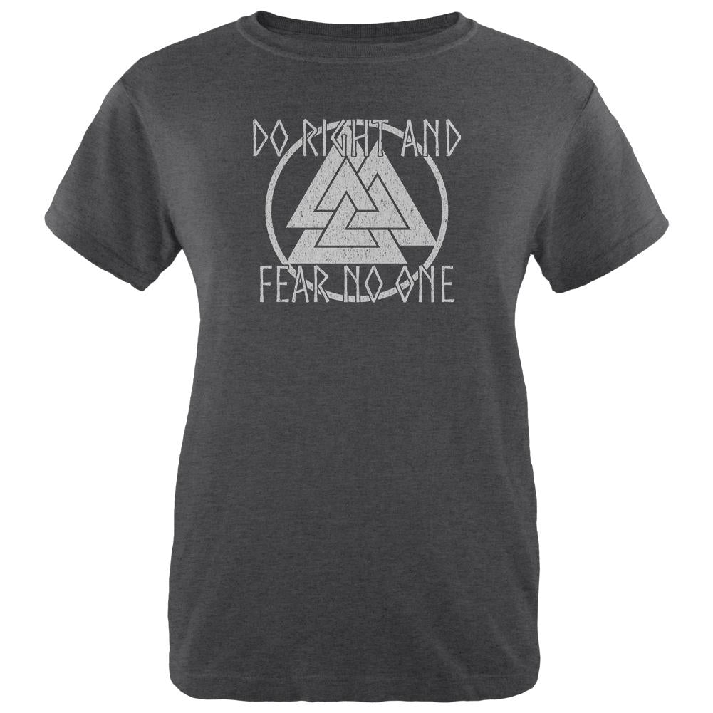 Do Right Fear No One Valknut Viking Odin Womens Soft Heather T Shirt Women's T-Shirts Old Glory 2XL Black