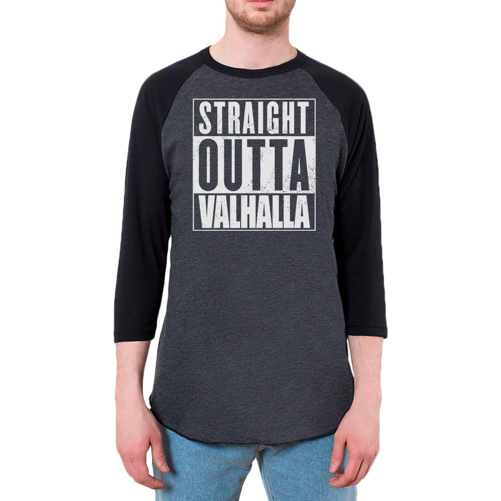 Straight Outta Valhalla Viking Valkyrie Mens Raglan T Shirt Men's T-Shirts Old Glory 2XL Black