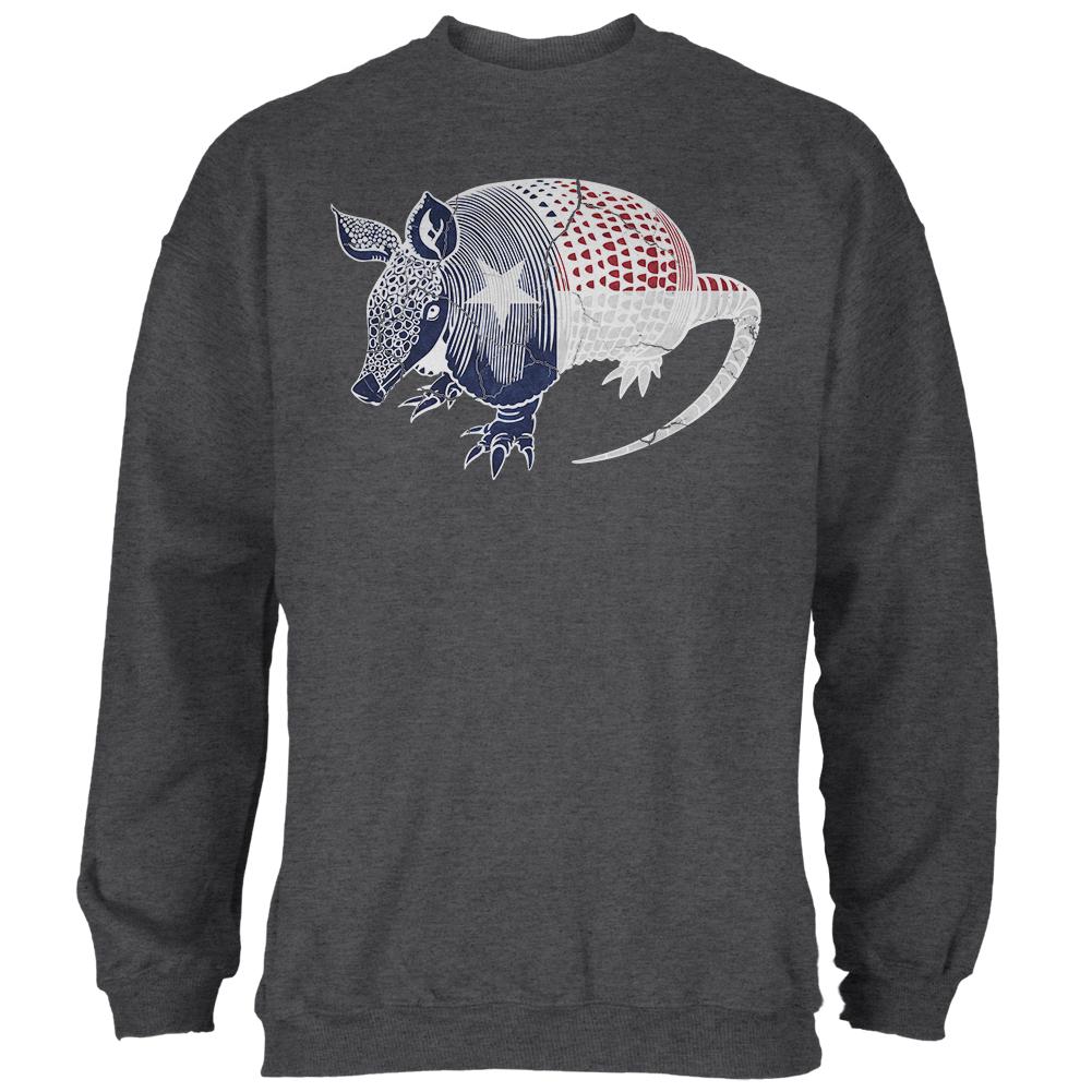 Armadillo Texas State Flag Distressed Silhouette Mens Sweatshirt Men's Sweatshirts Old Glory 2XL Black