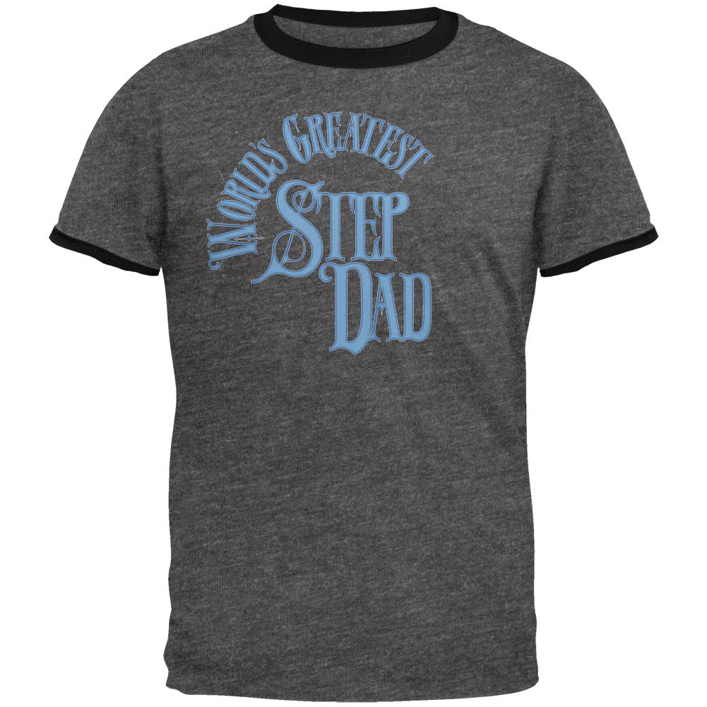 World's Greatest Step Dad Mens Ringer T Shirt Men's T-Shirts Old Glory 2XL Grey