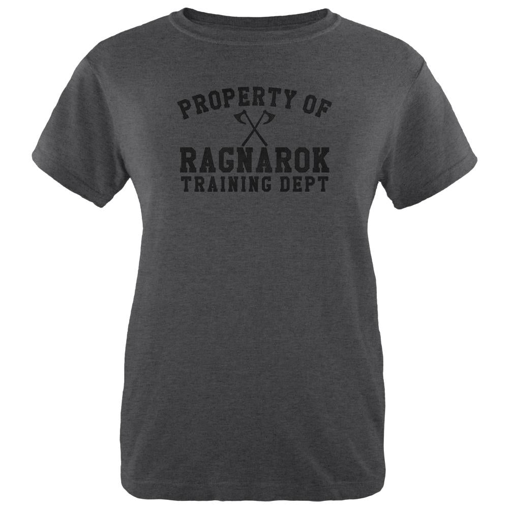 Viking Property of Ragnarok Training Department Womens Soft Heather T Shirt Women's T-Shirts Old Glory 2XL Black