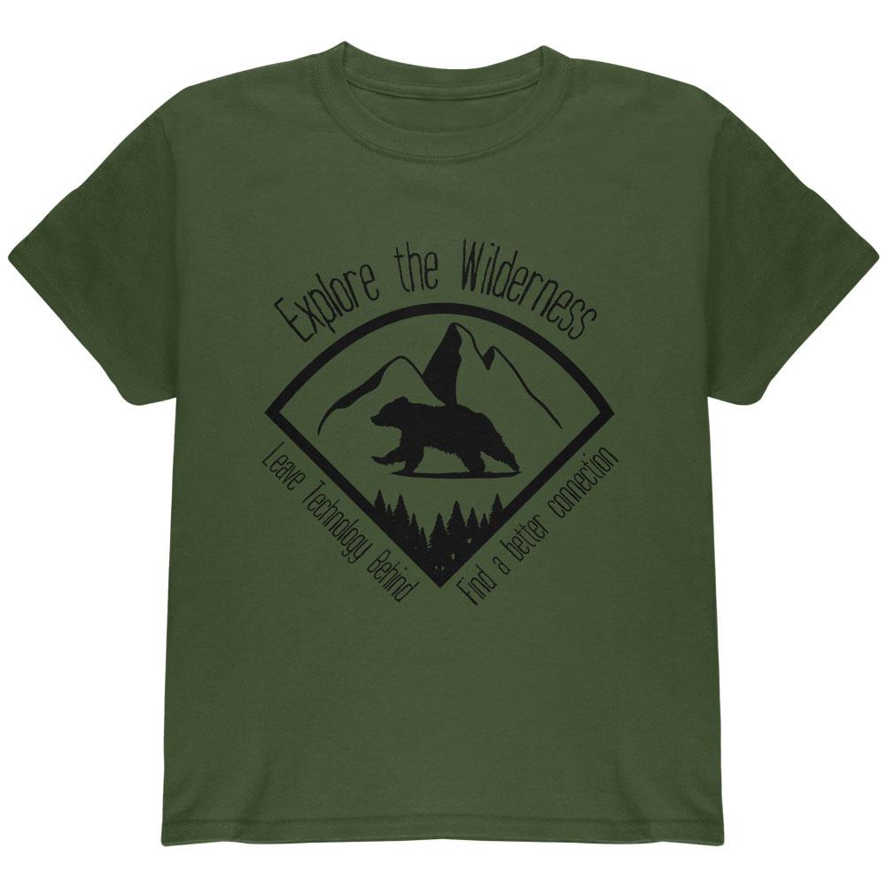 Explore The Wilderness No Wifi Better Connection Youth T Shirt Youth T-Shirts Old Glory LG Green
