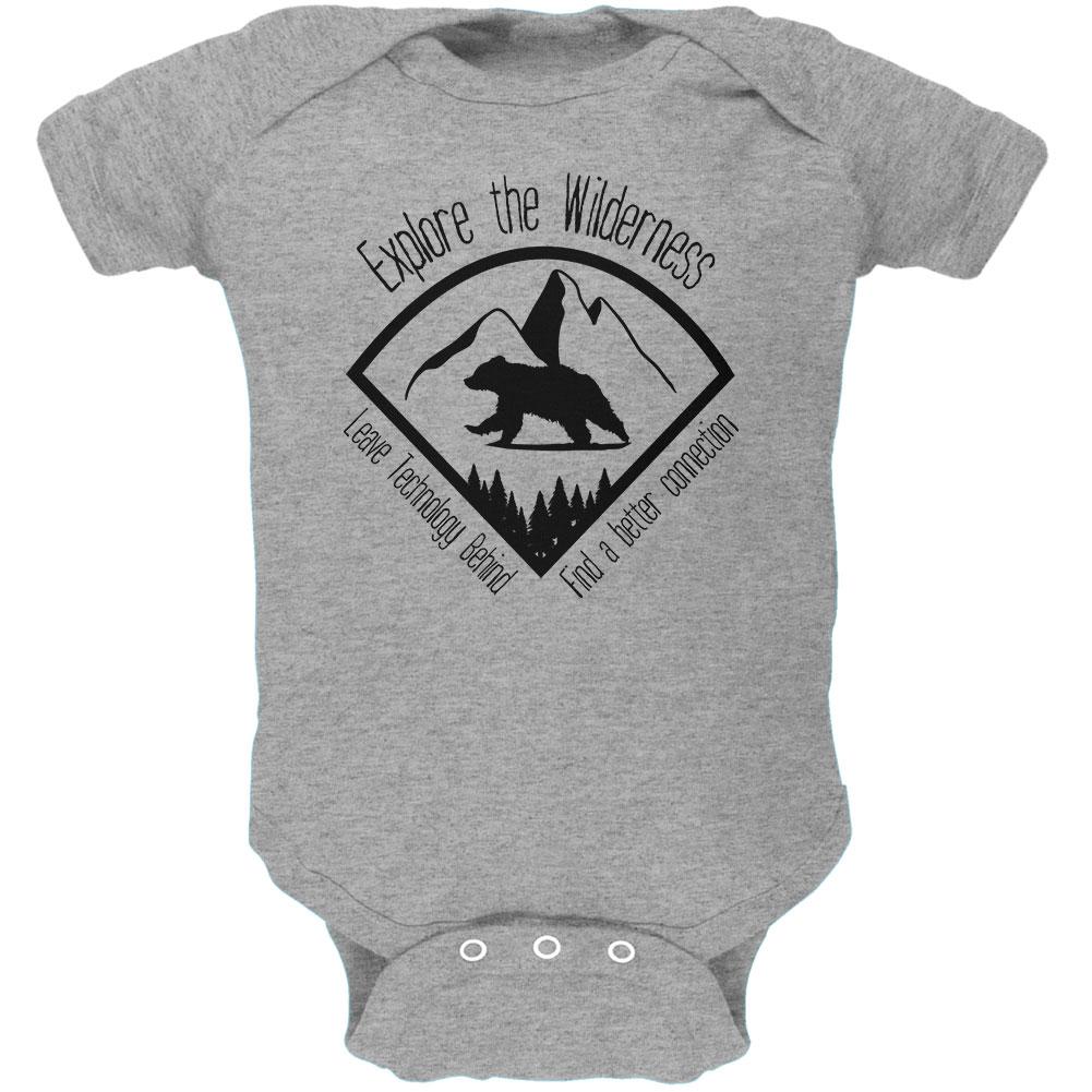 Explore The Wilderness No Wifi Better Connection Soft Baby One Piece Baby One Piece Old Glory 0-3M Grey