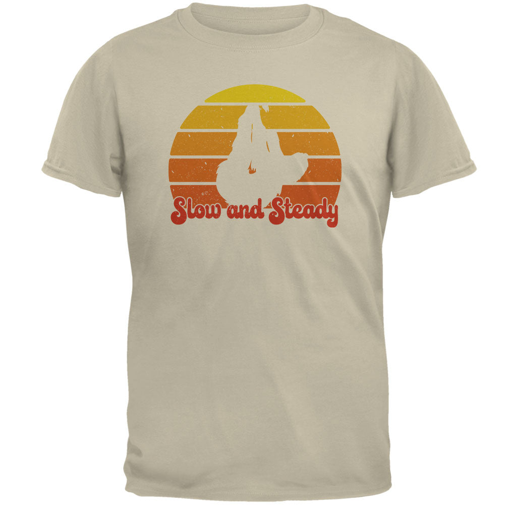 Sloth Slow and Steady Retro Sunset Mens T Shirt Men's T-Shirts Old Glory 2XL Yellow
