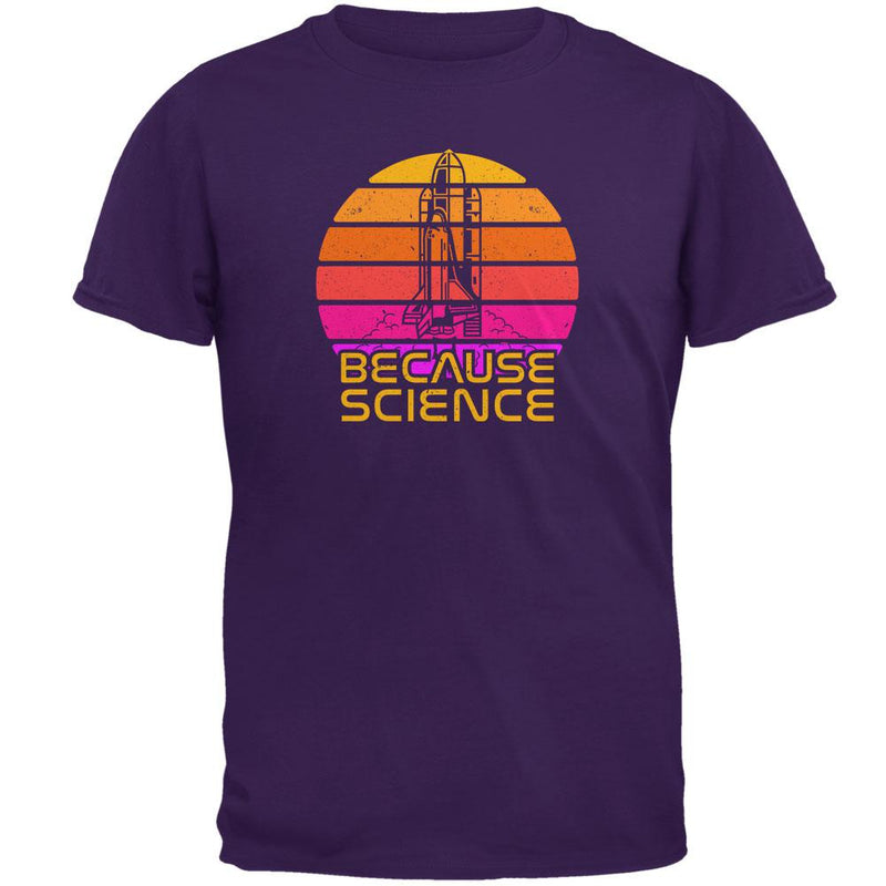 Because Science Space Rocket Retro Sunrise Sun 80s Mens T Shirt Men's T-Shirts Old Glory 2XL Purple