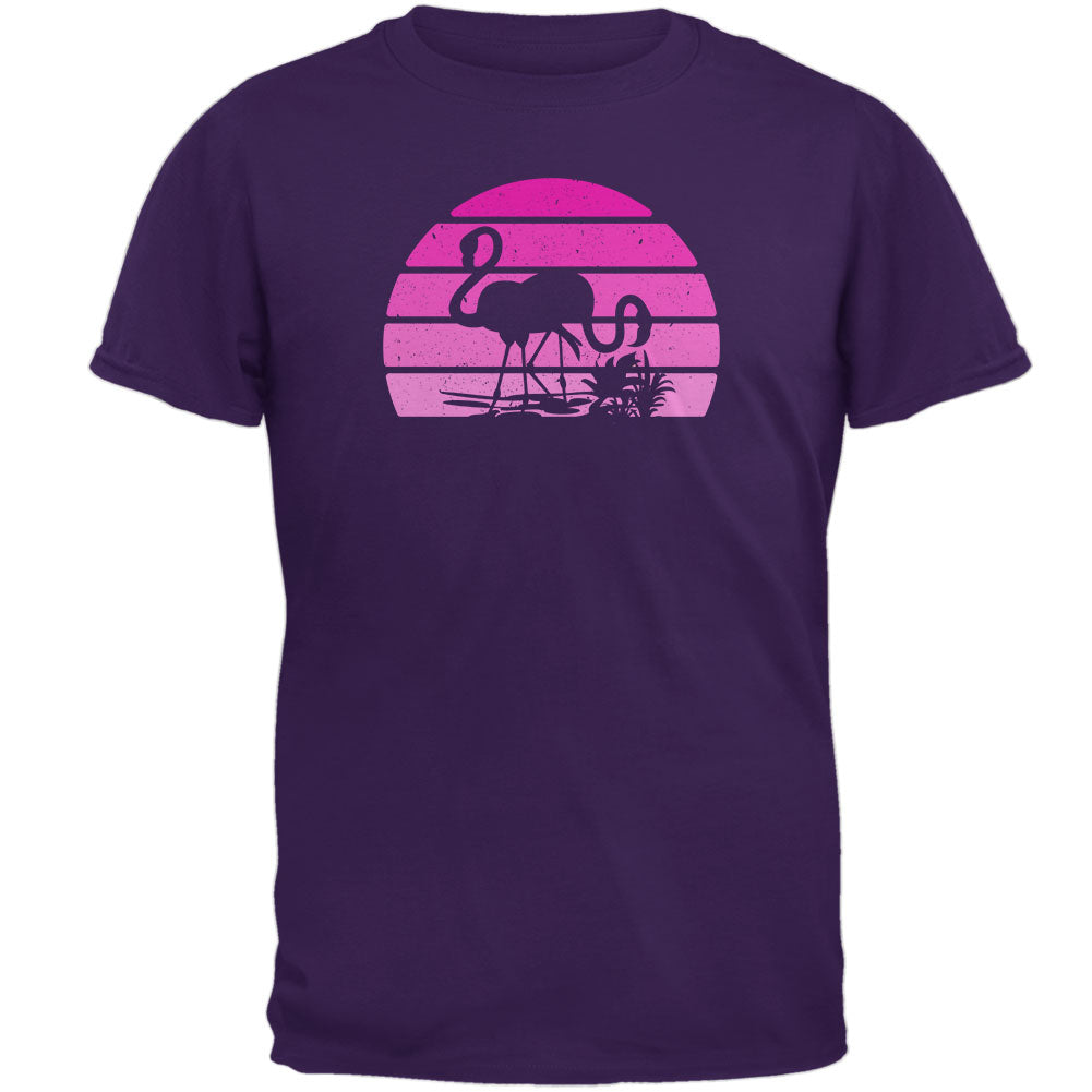 Florida Flamingo Retro Sunset Mens T Shirt Men's T-Shirts Old Glory 2XL Purple