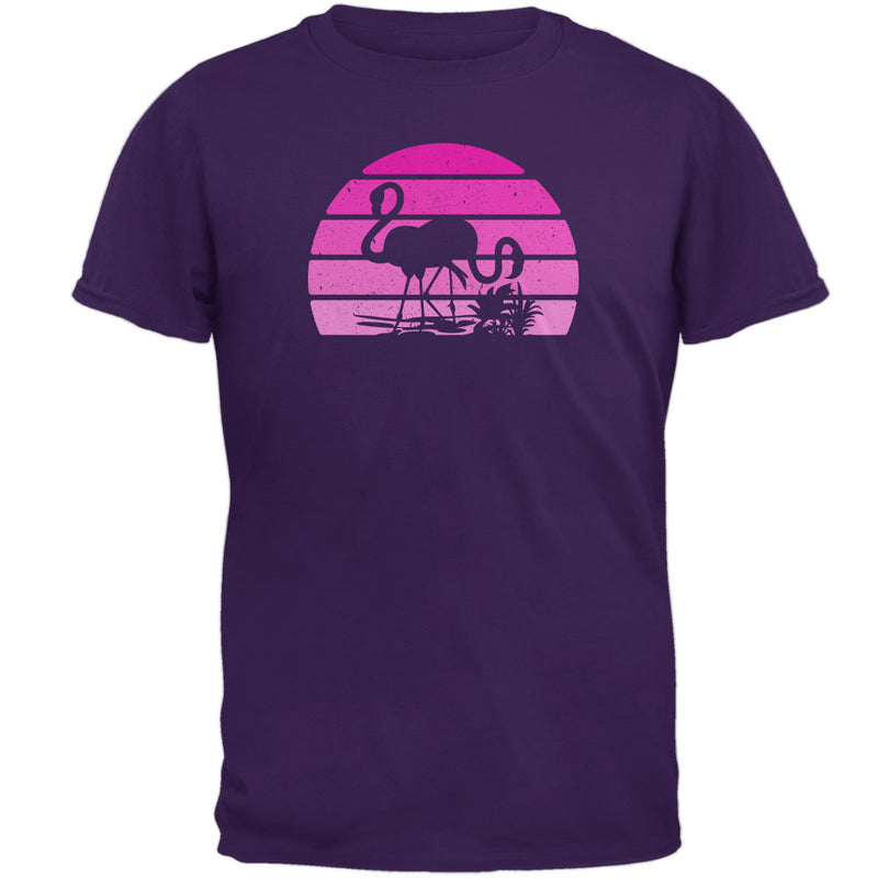 Florida Flamingo Retro Sunset Mens T Shirt Men's T-Shirts Old Glory 2XL Purple