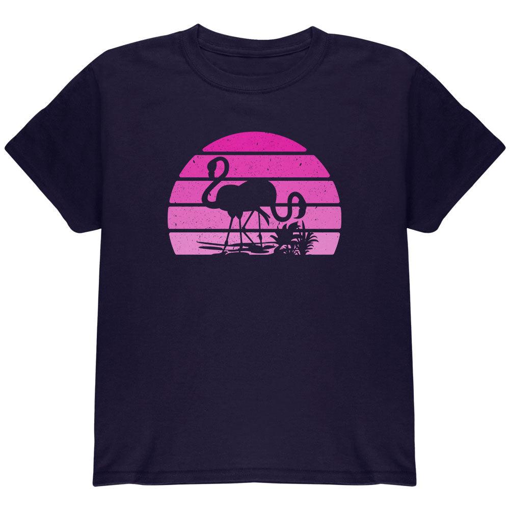 Florida Flamingo Retro Sunset Youth T Shirt Youth T-Shirts Old Glory YLG Navy