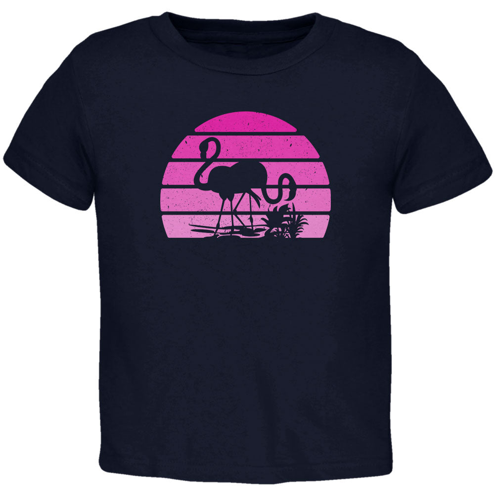 Florida Flamingo Retro Sunset Toddler T Shirt Toddler T-Shirts Old Glory 2T Navy