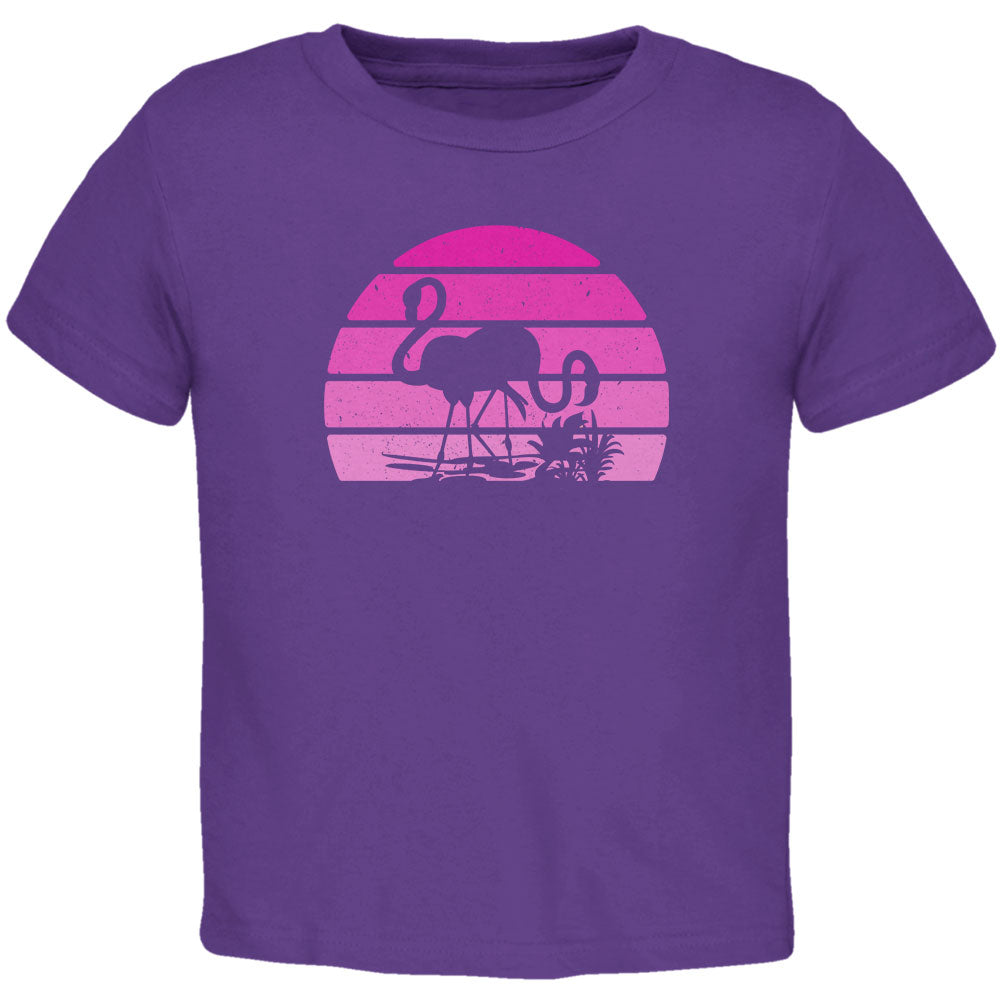 Florida Flamingo Retro Sunset Toddler T Shirt Toddler T-Shirts Old Glory 2T Purple