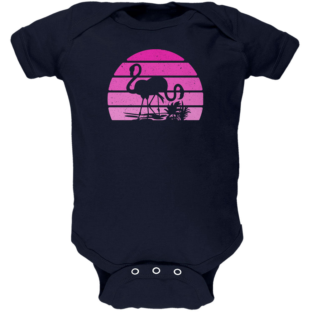 Florida Flamingo Retro Sunset Soft Baby One Piece Baby One Piece Old Glory 0-3M Navy