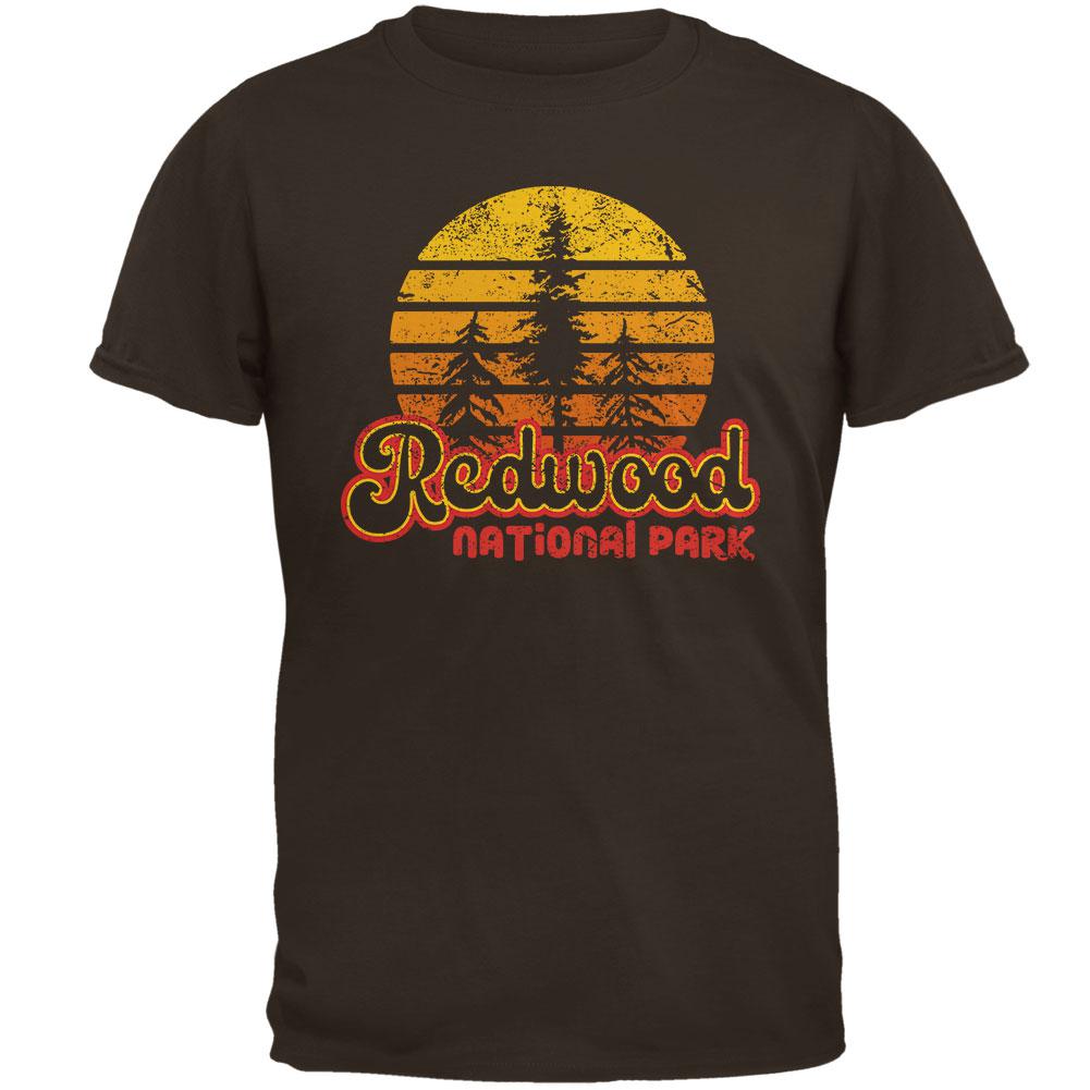 National Park Retro 70s Sunset Redwood Mens T Shirt Men's T-Shirts Old Glory 2XL Brown