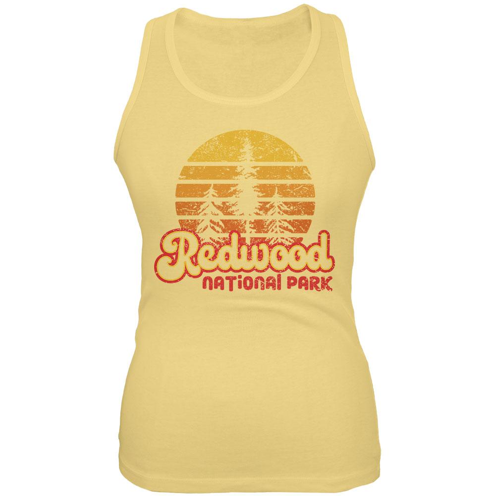 National Park Retro 70s Sunset Redwood Juniors Soft Tank Top Juniors Tank Tops Old Glory 2XL Yellow