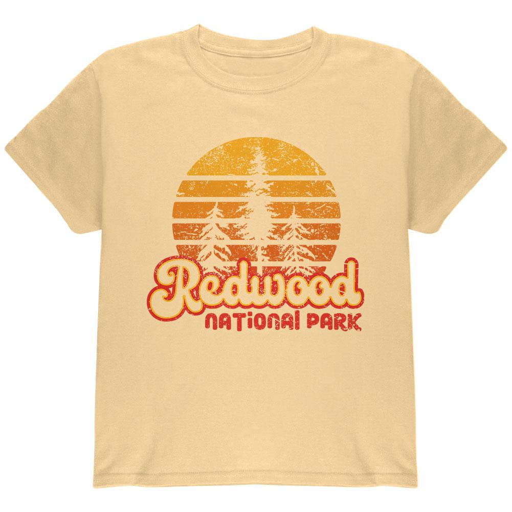 National Park Retro 70s Sunset Redwood Youth T Shirt Youth T-Shirts Old Glory LG Yellow
