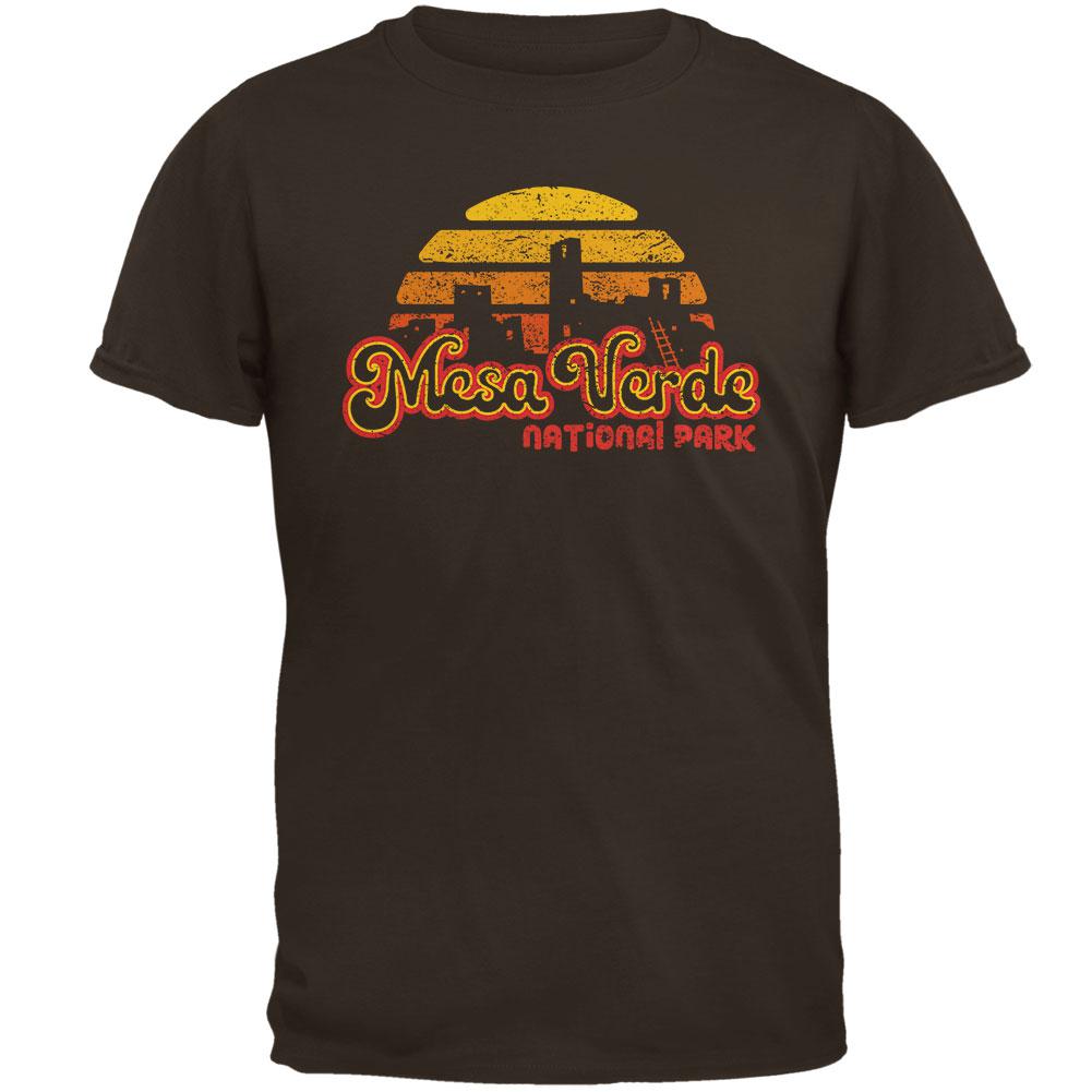 National Park Retro 70s Sunset Mesa Verde Mens T Shirt Men's T-Shirts Old Glory 2XL Brown