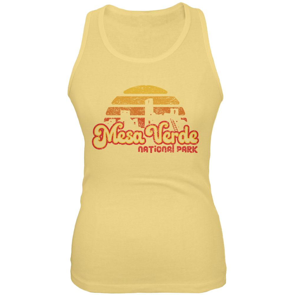 National Park Retro 70s Sunset Mesa Verde Juniors Soft Tank Top Juniors Tank Tops Old Glory 2XL Yellow