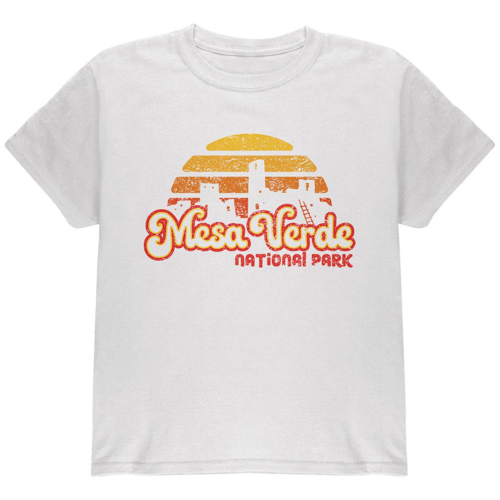 National Park Retro 70s Sunset Mesa Verde Youth T Shirt Youth T-Shirts Old Glory LG White
