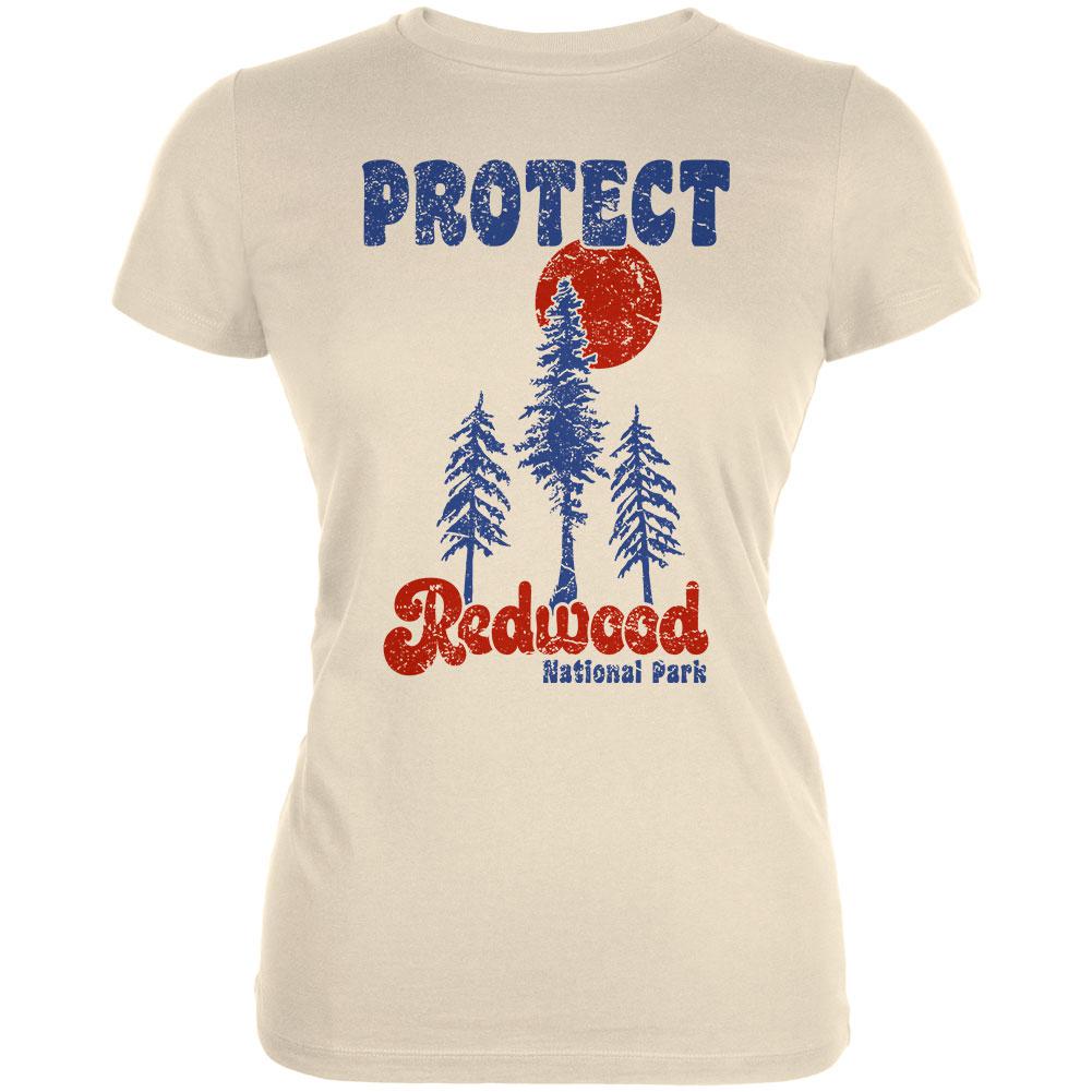 National Park Retro 70s Landscape Protect Redwood Juniors Soft T Shirt Juniors T-Shirts Old Glory 2XL Yellow