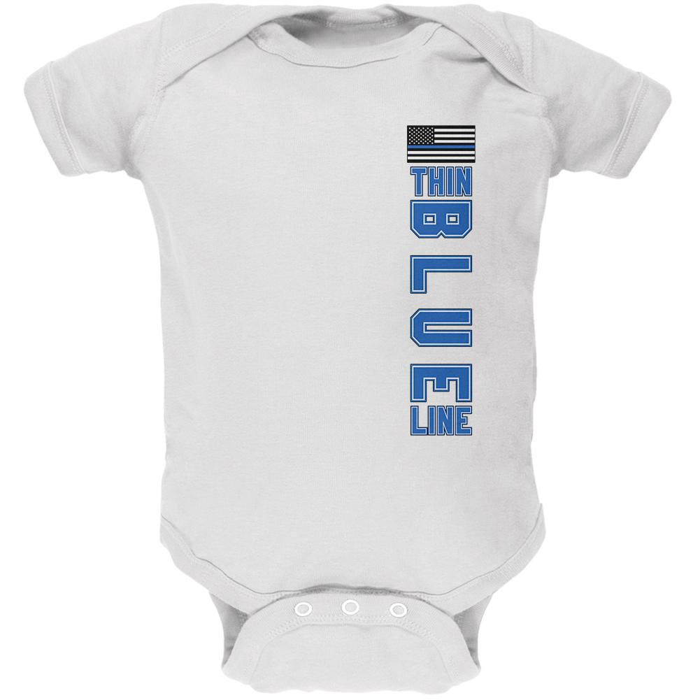 Blue Lives Matter Thin Blue Line American Flag Soft Baby One Piece Baby One Piece Old Glory 0-3M White