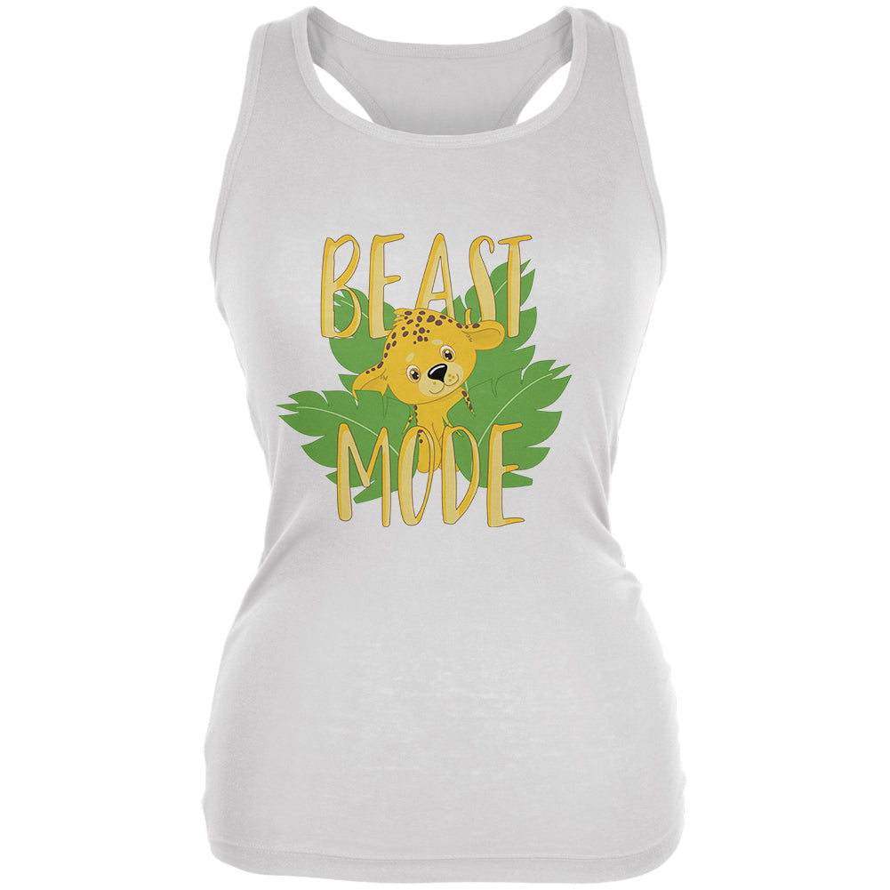 Beast Mode Cute Cheetah Cub Juniors Soft Tank Top Juniors Tank Tops Old Glory 2XL White